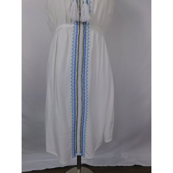 White Sleeveless Boho Dress Tassels Embroidered Details By Fejéj Sz 2 - Picture 7 of 12